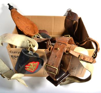 Lot 155 - A Quantity of Militaria, including a Sam Browne with sword sling, cartridge pouch and cross...
