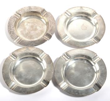 Lot 159 - A Set of Four Silver Ashtrays to the 57th (Glasgow) Searchlight Regiment RA, each engraved with the