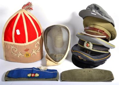 Lot 200 - A Copy of a 3rd Foot Grenadier Mitre Cap, the buff wool fascia embroidered with the regimental...