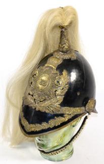 Lot 202 - A Late Victorian Black Japanned Steel Helmet to the Queen's Own Royal Yeomanry, with white...