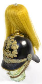 Lot 203 - An Edward VII King's Own Norfolk Imperial Yeomanry OR's Helmet, the black leather patent skull...