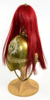 Lot 204 - An 1871 Pattern Trooper's Brass Helmet to the 1st (King's) Dragoon Guards, with red horsehair...