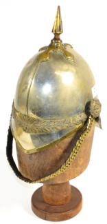 Lot 213 - An 1871 Pattern OR's Helmet, with white metal skull, later brass spike, brass laurel bands and...