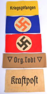 Lot 286 - A Collection of Five Third Reich Armbands, comprising NSDP, Iceland National Socialist Party,...