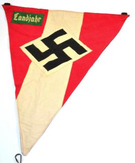 Lot 288 - A German Third Reich Hitler Youth Pennant, one side of five cotton panel construction, the left...