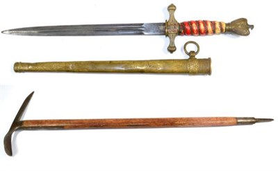 Lot 290 - A German Third Reich Naval Dirk, the double fullered steel blade with maker's logo of visored...