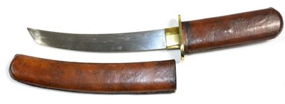 Lot 296 - A Mid 20th Century Japanese Military Tanto, with 17cm curved steel blade, two piece brass...