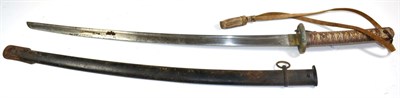 Lot 298 - A Japanese Second World War NCO Shin Gunto Katana, the 67cm single edge steel blade with a...