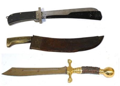 Lot 301 - A First World War US Engineer's Machete by Collins & Co, the 38cm single edge broad curved...