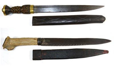 Lot 321 - A 19th Century Scottish Gralloch (Hunting) Knife, with 31cm scallop back steel blade, later...