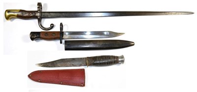 Lot 323 - A French Model 1874 Gras Bayonet, lacks scabbard; a British No.5 MK.1 Knife Bayonet, with blackened