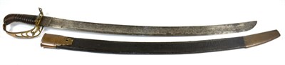 Lot 329 - A Georgian Infantry Sword, with 64.5cm single edge broad curved steel blade, the brass hilt bearing