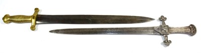 Lot 331 - A Victorian Bugler's Sword, circa 1856, the 44cm double edge steel blade cut down, with iron...