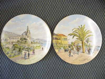 Lot 168 - A Pair of Jerome Massier, Vallauris Pottery Topographical Plaques, late 19th century, shallow...