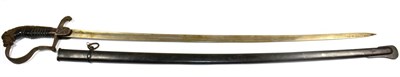 Lot 343 - A Prussian Artillery Officer's Sword, with 77.5cm plain single edge fullered steel blade, iron...