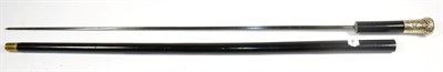 Lot 344 - An Early 20th Century Ebonised Swordstick, with triangular section blade, the...