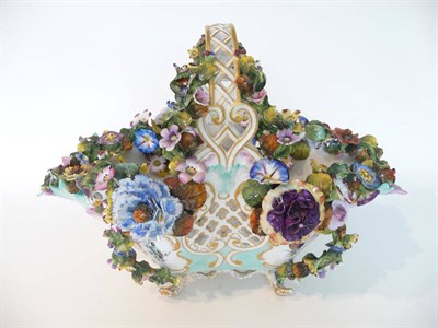 Lot 169 - A Dresden Porcelain Flower Encrusted Basket, late 19th century, of lobed oval form, with...