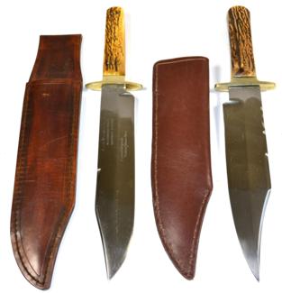 Lot 347 - A Modern Bowie Knife, the 25cm clip point steel blade etched I*XL, with brass elliptical crossguard