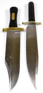 Lot 349 - A Modern Bowie Knife, with 27cm clip point steel blade, brass crossguard with upturned quillons and