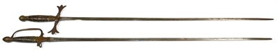 Lot 354 - A Georgian Sword, with 78cm plain double edge steel blade, brass stirrup hilt with ovoid...