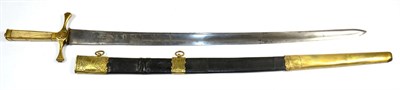 Lot 355 - A Georgian Naval Dirk, the 54cm single edge fullered steel blade with a narrow fuller to the...