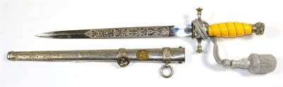 Lot 358 - A Second World War Dagger, possibly Bulgarian, the 26cm blade etched with foliage and crown...