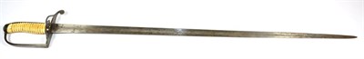 Lot 362 - A Georgian Spadroon, with 80cm plain single edge fullered steel blade, steel stirrup hilt with...