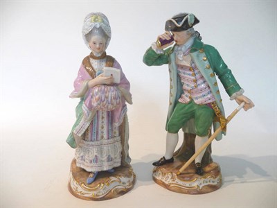 Lot 174 - A Pair of Meissen Porcelain Figures of a Gallant and His Companion, early 20th century, he...