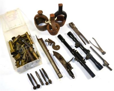 Lot 402 - A Quantity of Gun and Shooting Accessories, including a Colt revolver rammer; bullet moulds;...