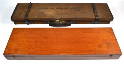 Lot 405 - An Early 20th Century Leather Bound Canvas Shotgun Case by Cogswell & Harrison, the green baize...