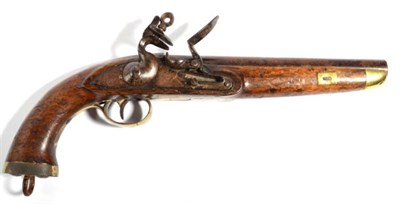 Lot 432 - An Early 19th Century Continental Flintlock Sea Service Pistol, the 22.5cm steel barrel with...