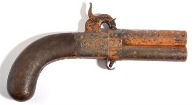 Lot 435 - A 19th Century Percussion Over and Under Double Barrel Pocket Pistol, the 9cm blued steel...