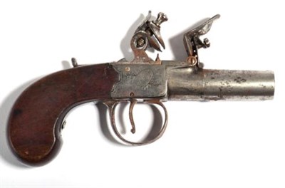 Lot 437 - An Early 19th Century Flintlock Pocket Pistol, the 4cm round turn-off steel barrel with...