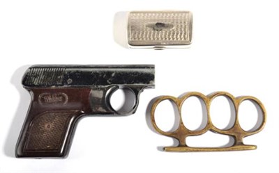 Lot 438 - A Webley Sports Starting Pistol Mark 3, with blackened finish and brown bakelite grip and a...