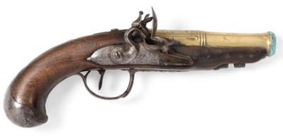 Lot 439 - A Mid 18th Century French Flintlock Greatcoat Pistol by Duval a Nantes, the 10.5cm brass cannon...