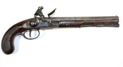 Lot 442 - A Late 18th Century Flintlock Travelling Pistol, the 22cm steel barrel engraved Grantham to the top