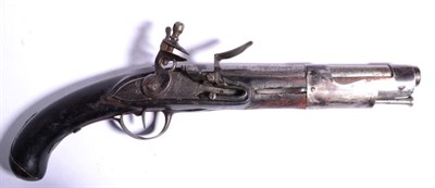 Lot 443 - A Late 18th/Early 19th Century French Flintlock Service Pistol, the 22.5cm steel barrel with...