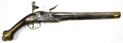 Lot 444 - A Late 18th Century Turkish Flintlock Holster Pistol, the 29.5cm steel barrel engraved with...