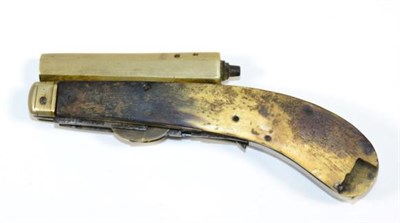 Lot 449 - A 19th Century Unwin Rodgers Knife Pistol, the 8.5cm octagonal nickel barrel with Birmingham...