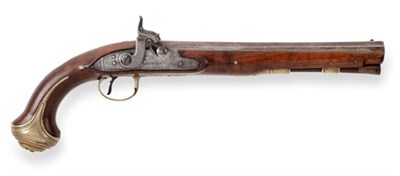 Lot 452 - A Late 18th Century Percussion Travelling Pistol by W B Brander, Minories, London, converted from a