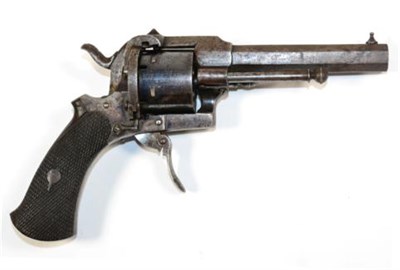 Lot 453 - A 19th Century French Pinfire Six Shot Revolver, the 10cm octagonal steel barrel stamped CANONACIER