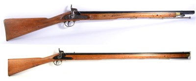 Lot 461 - A Percussion Musket, the 91cm blackened steel barrel with Birmingham proof marks, the lock...