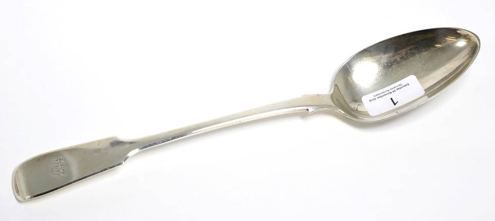 Lot 1 - A Victorian silver fiddle pattern basting spoon, London 1840