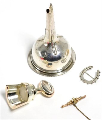 Lot 2 - An Old Sheffield Plate wine funnel; a Links champagne stopper, boxed; a silver horseshoe...