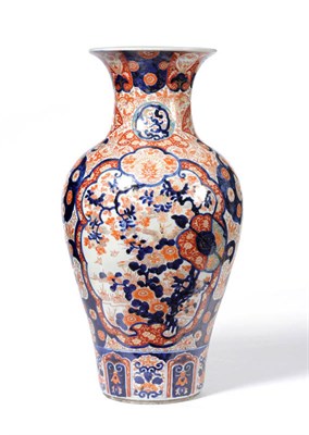 Lot 183 - A Japanese Imari Porcelain Large Baluster Vase, circa 1880, with two main scroll edged reserves...