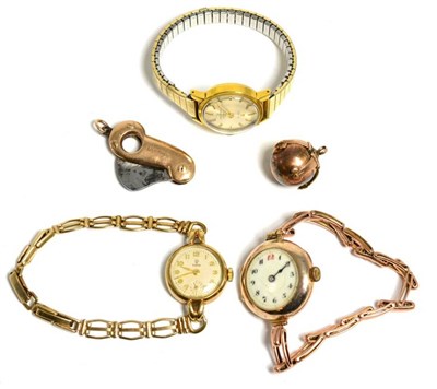 Lot 18 - Two lady's 9 carat gold wristwatches, one signed Tudor; a plated lady's wristwatch signed Tissot; a