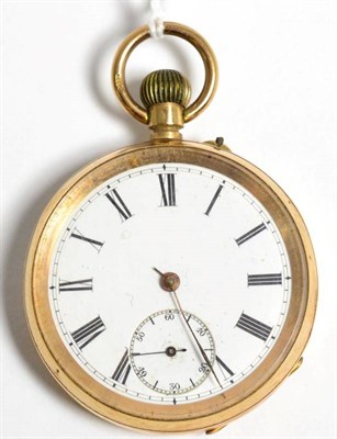 Lot 27 - An open faced pocket watch, case stamped 14K