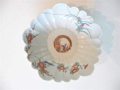 Lot 189 - A Japanese Porcelain Fluted Hexagonal Bowl, 18th century, painted in Kakiemon style with a pheasant