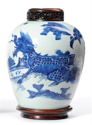 Lot 190 - A Japanese Porcelain Ovoid Jar, in Chinese Transitional Style, mid 17th century, painted in...