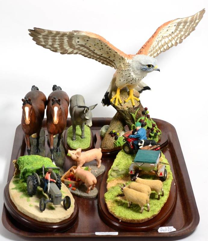 Lot 77 - Border Fine Arts Studio models including: 'Kestral' A27052; 'Silage Time' A26878;...